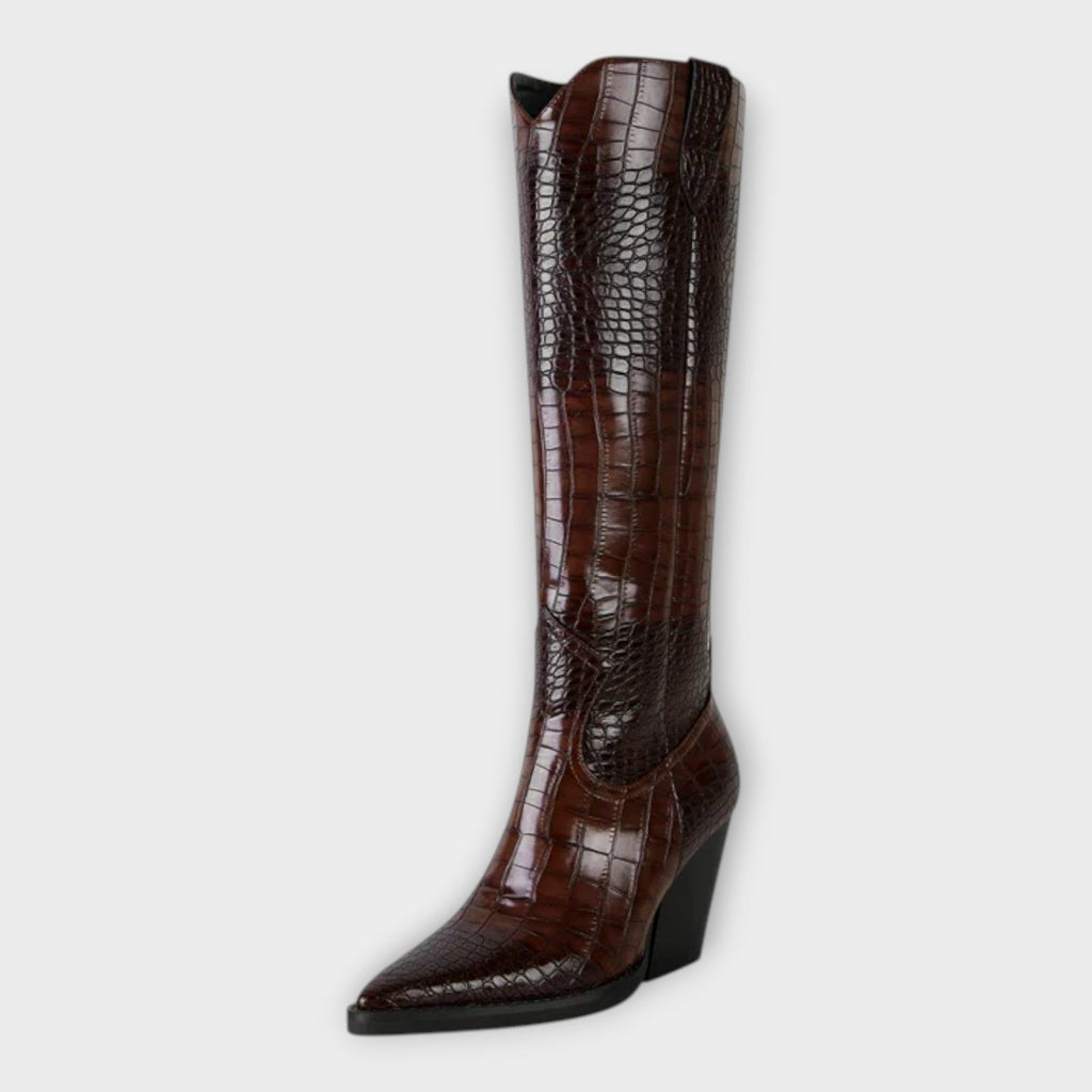 Camila | Boots with Crocodile Design and Elegant Daily Heel