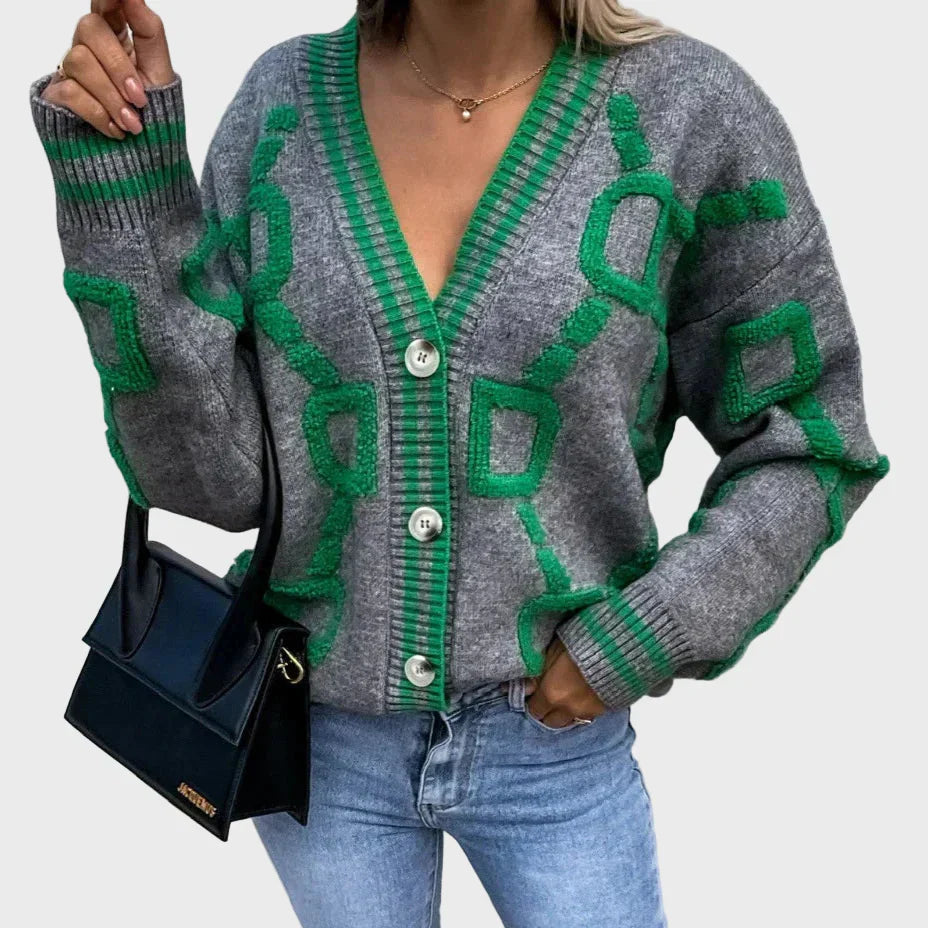 Pulover modern cu model geometric