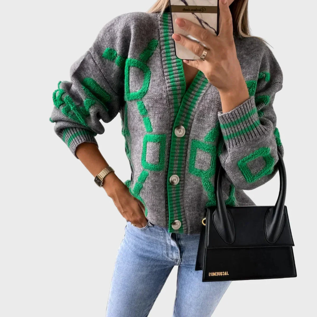 Pulover modern cu model geometric