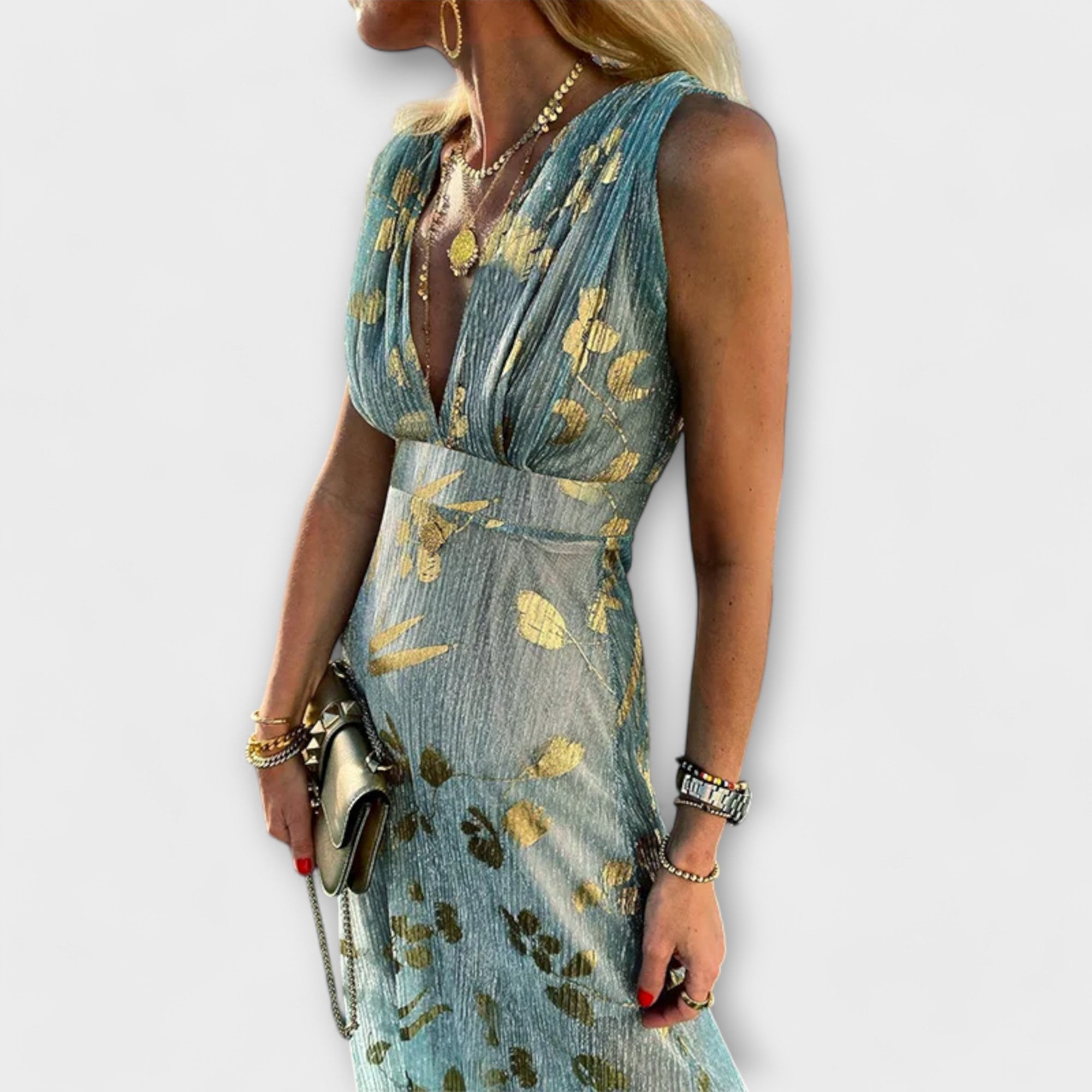 Tatiana - Smooth Dress with V-Shaped Neckline