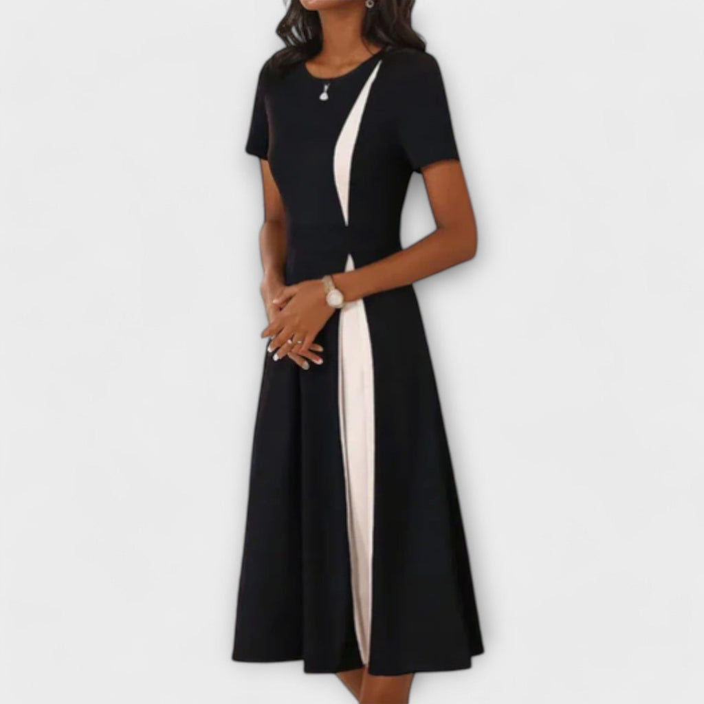 Diana - Rochie midi albă și neagră