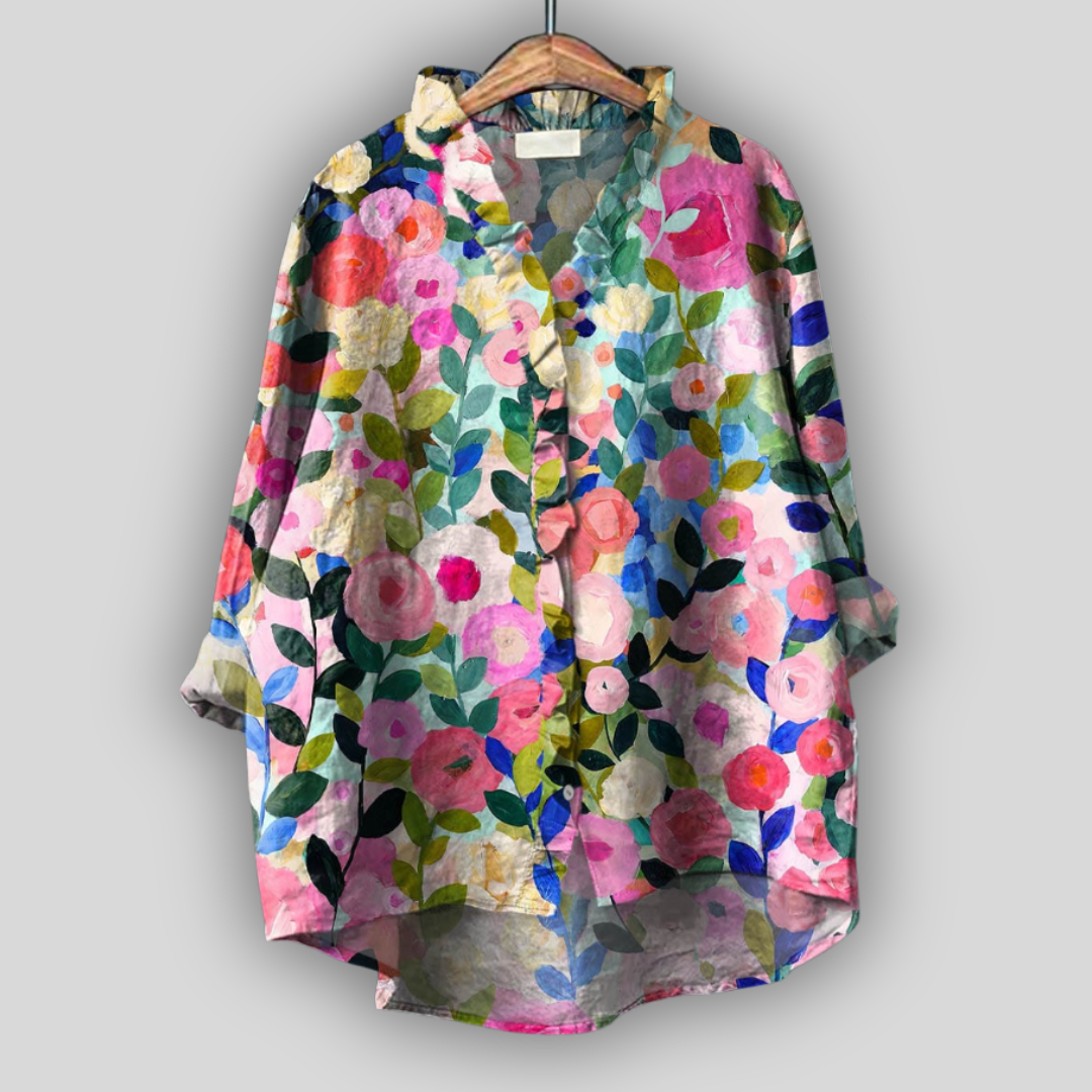 Linen T-Shirt Flower Paradise