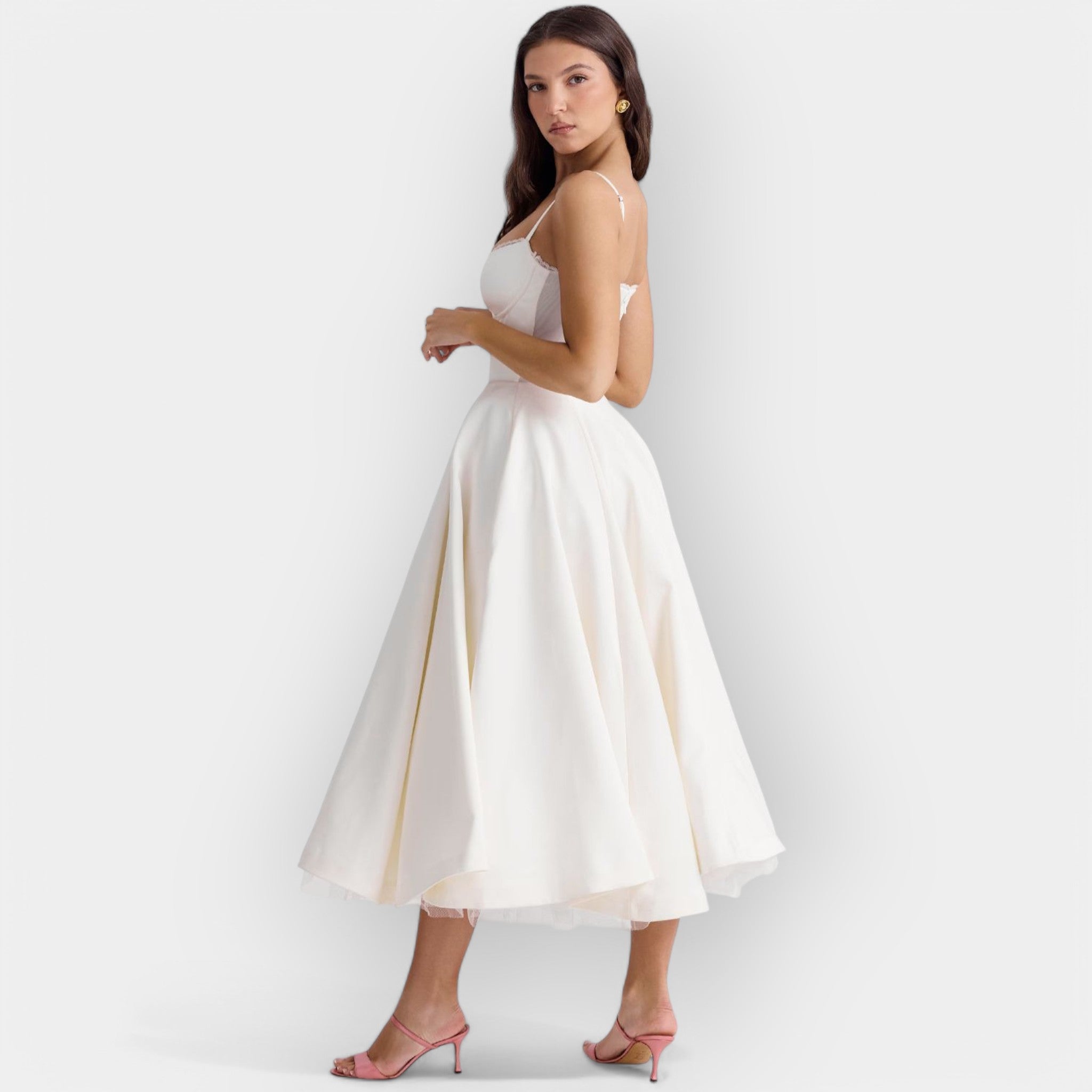 Rochie midi albă minimalistă