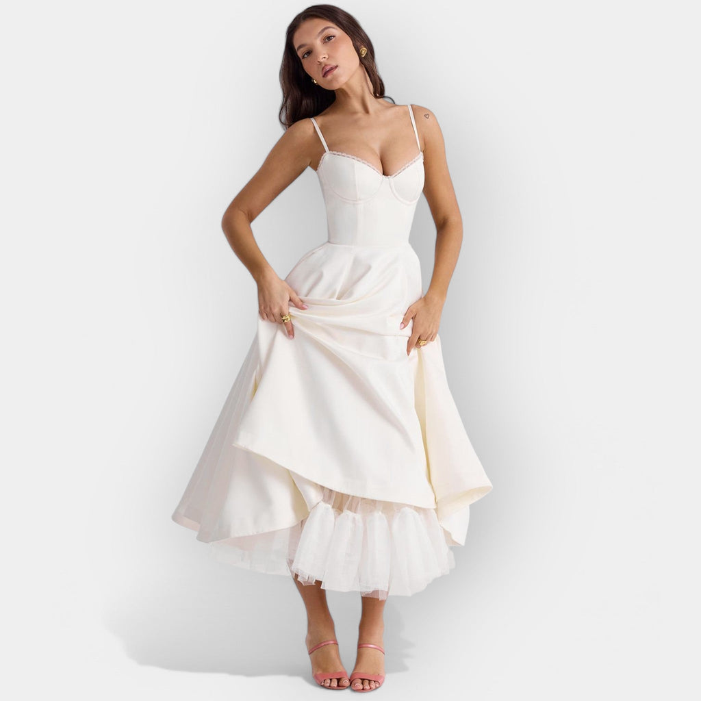 Rochie midi albă minimalistă