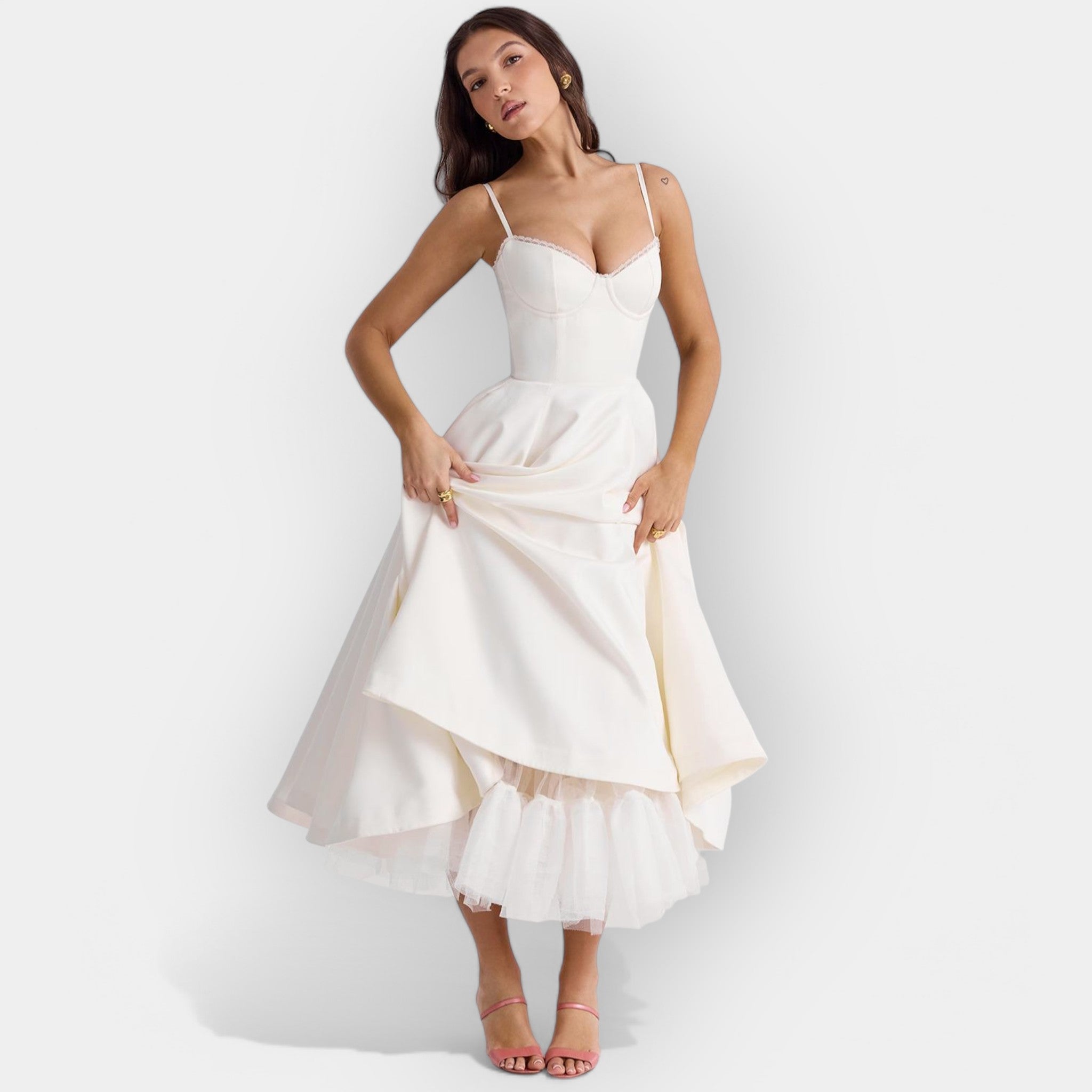 Rochie midi albă minimalistă