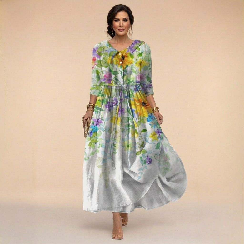 Rochie florală cu acuarelă