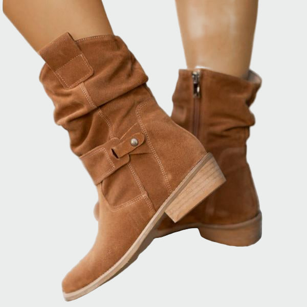 Eva | Ghete casual din piele întoarsă moale cu detalii moderne