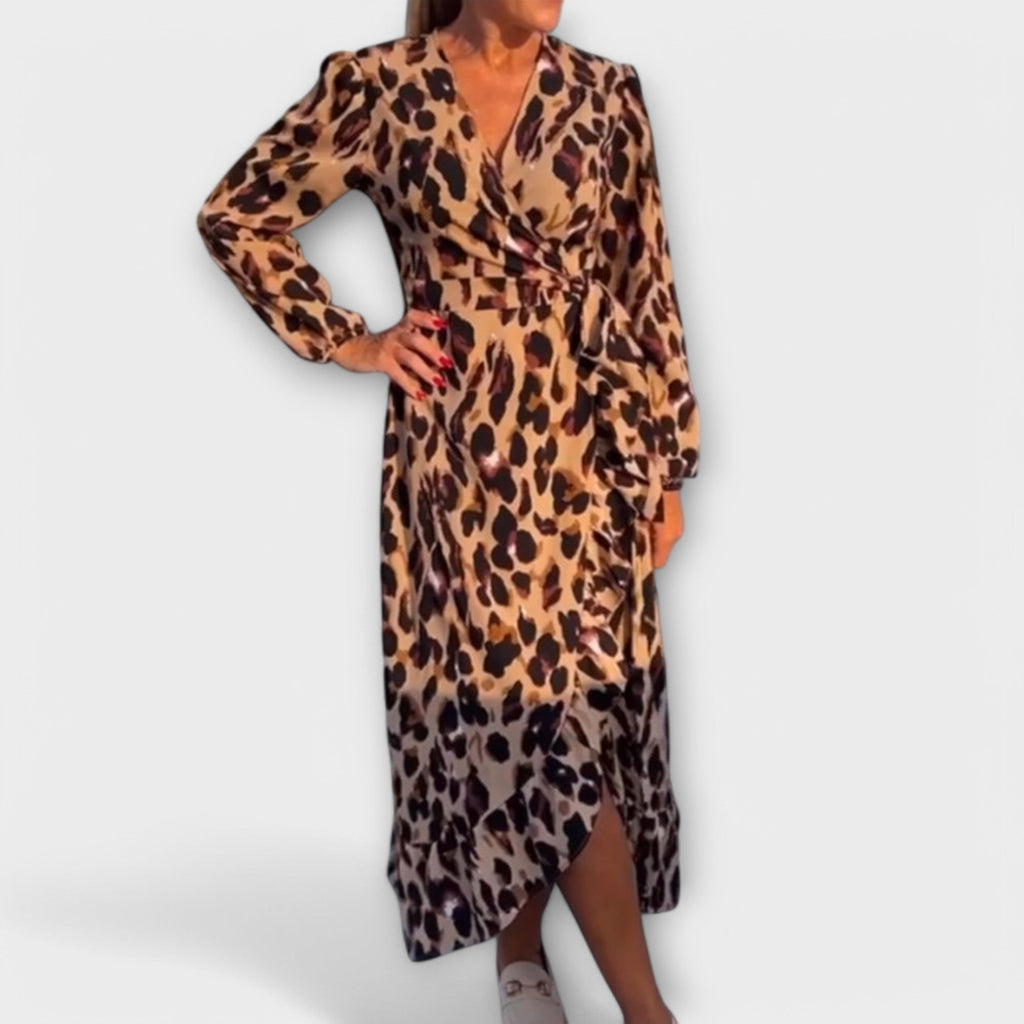 Emilia - Rochie de zi cu zi cu imprimeu leopard
