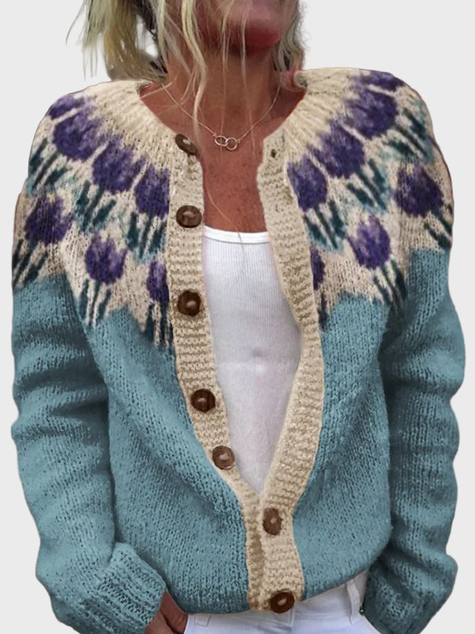 Vestă croșetată cu model floral