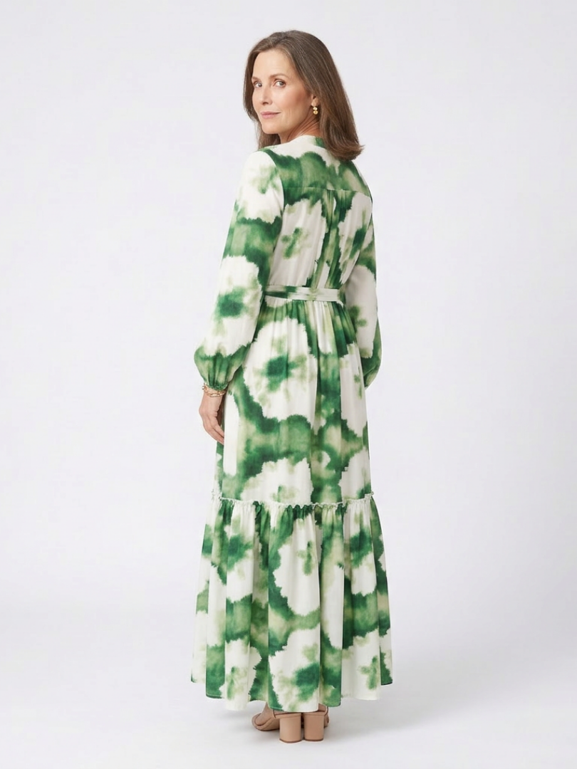 Sabine | Rochie maxi cu maneci lungi si talie legata