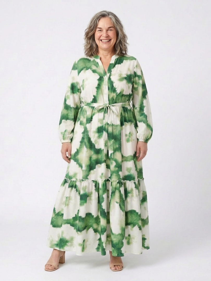 Sabine | Rochie maxi cu maneci lungi si talie legata