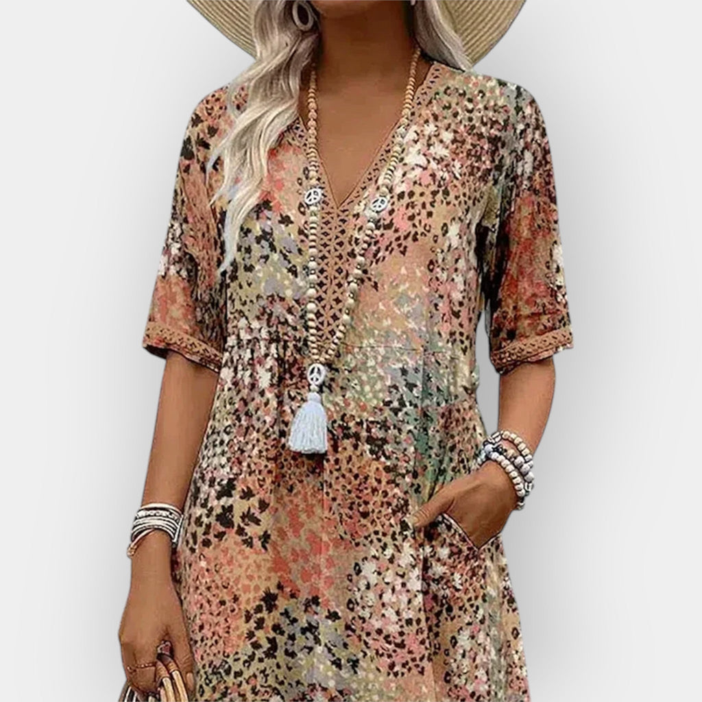 Rochie midi cu imprimeu floral și stil