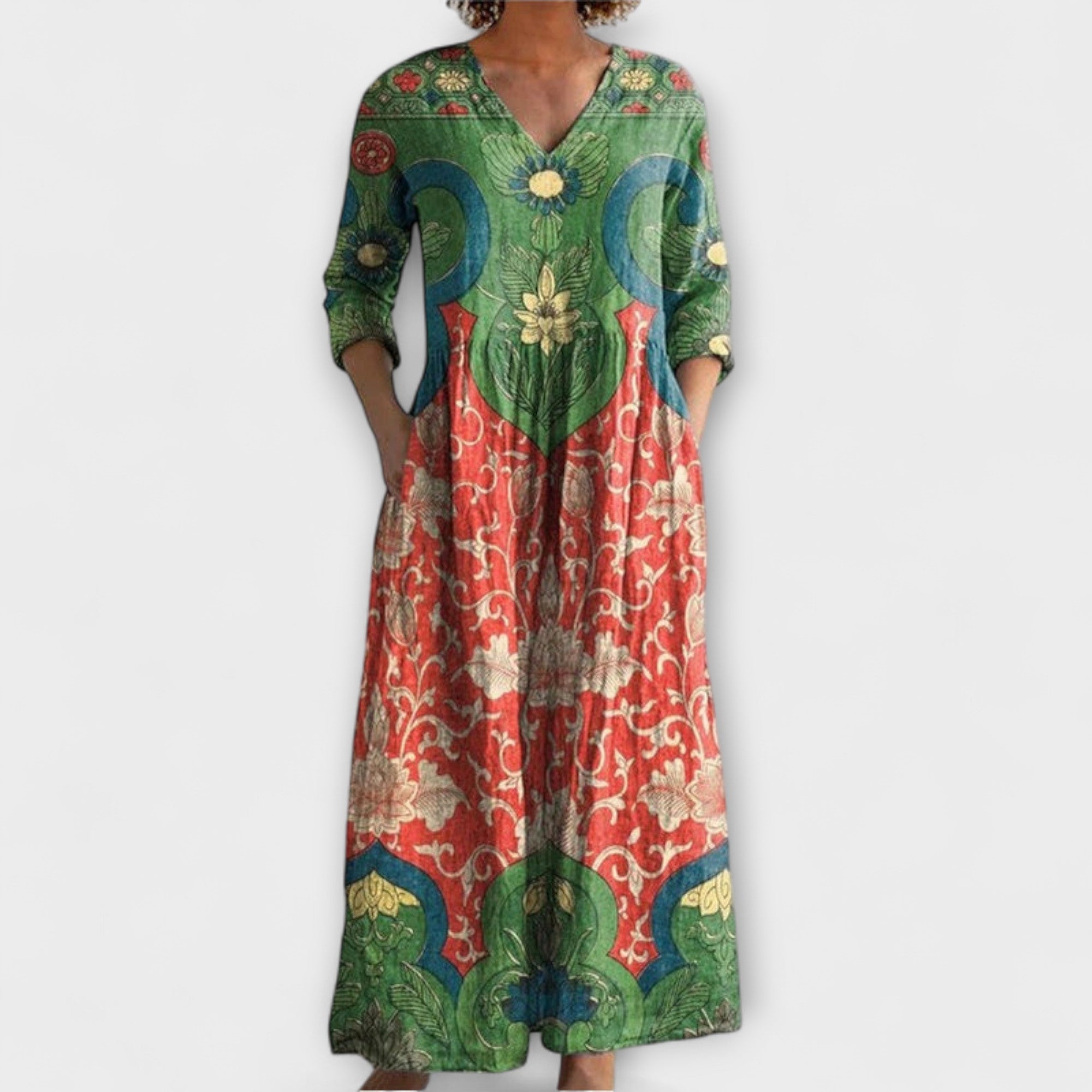 Raquel - Rochie maxi cu model floral vintage