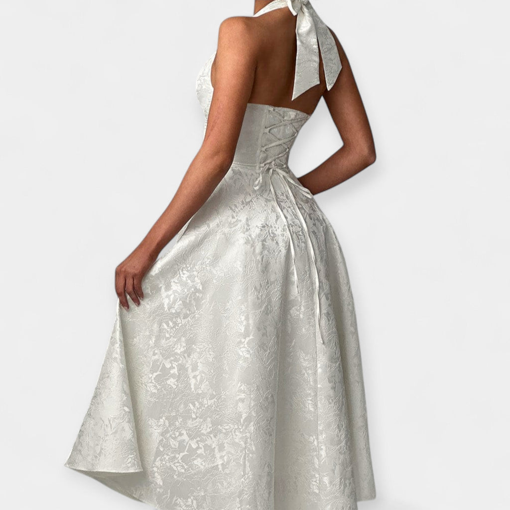 Soft Dress with Open Back and Corset Design