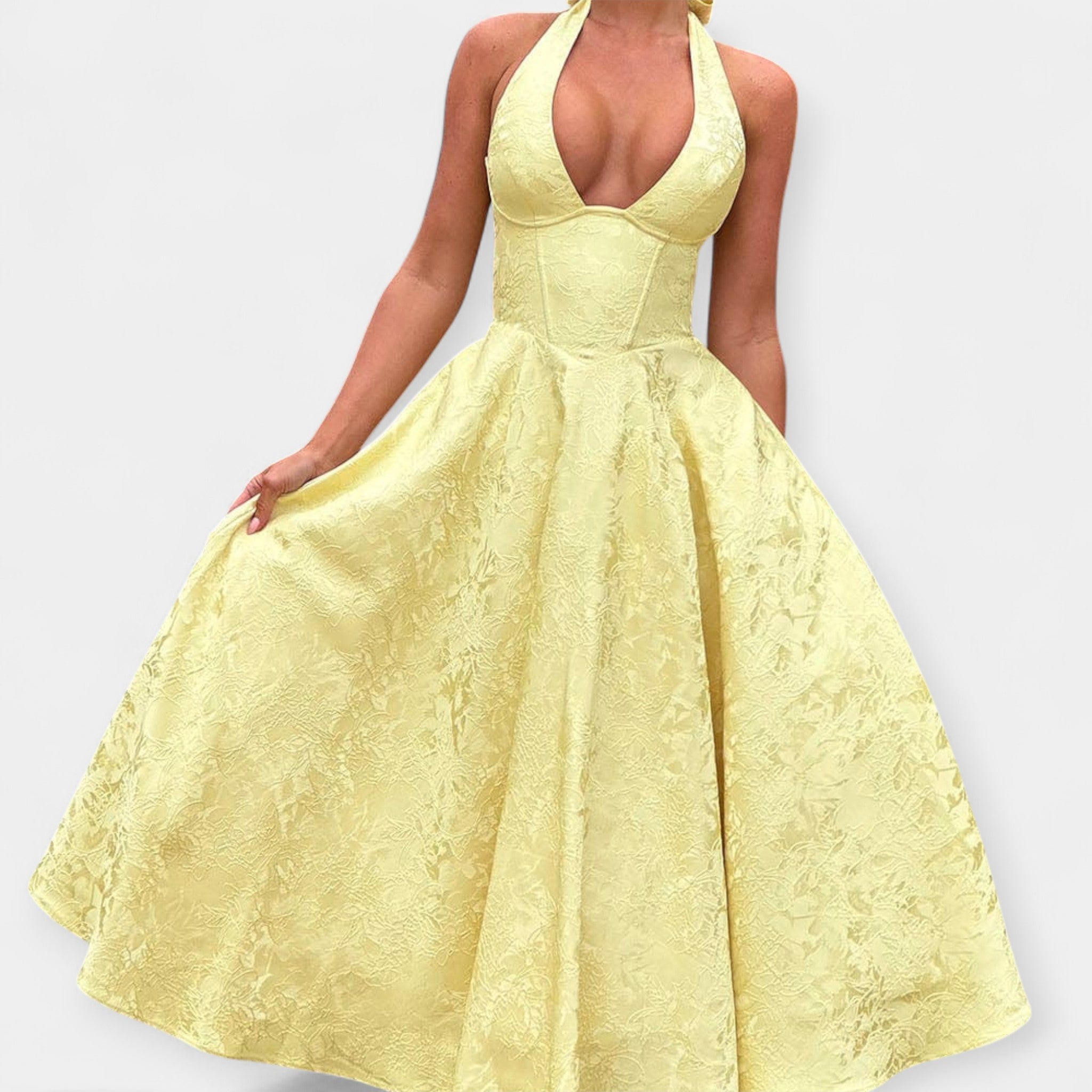 Soft Dress with Open Back and Corset Design