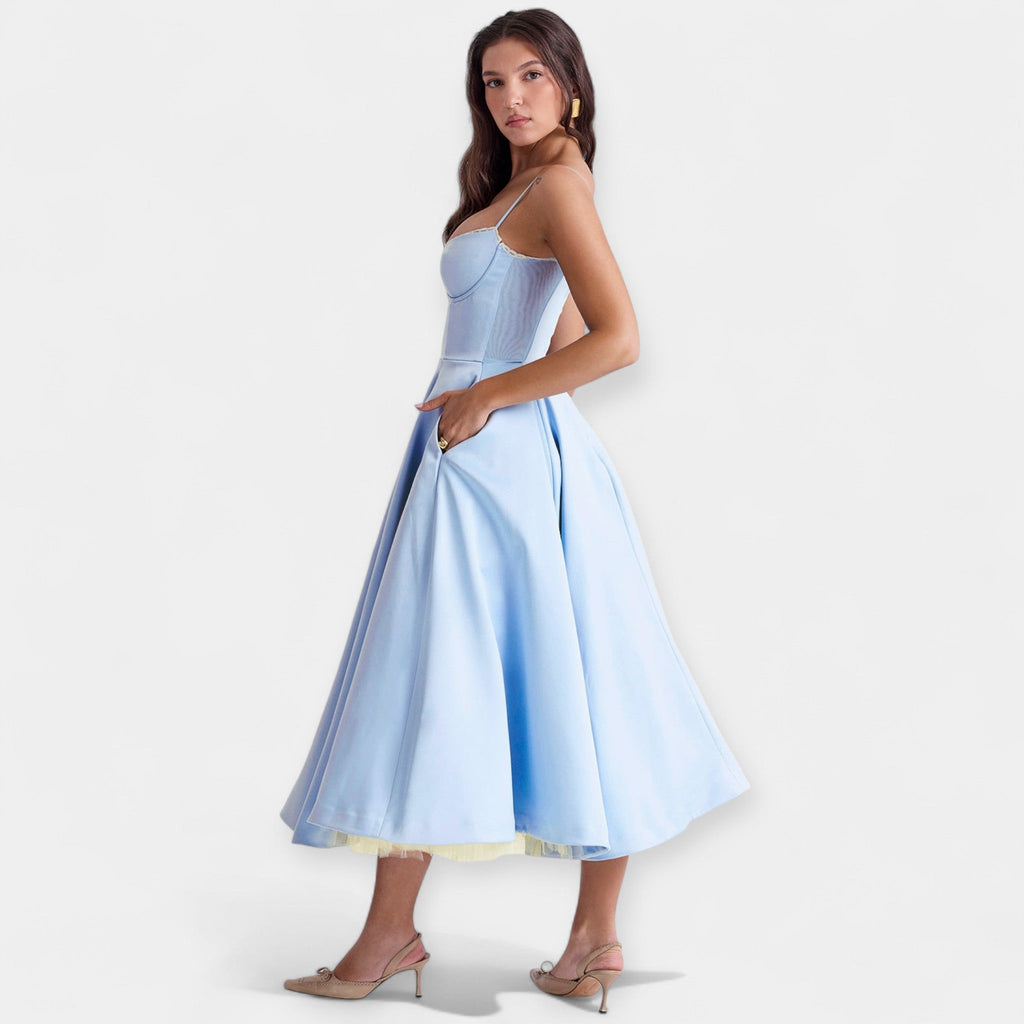 Rochie midi cu tul transparent