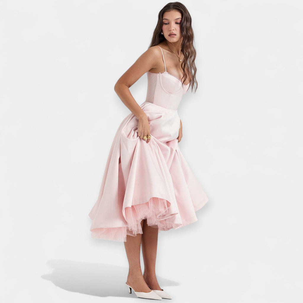 Rochie midi cu tul transparent