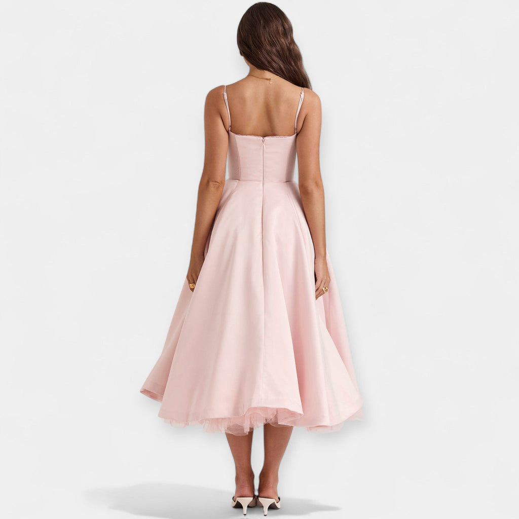 Rochie midi cu tul transparent