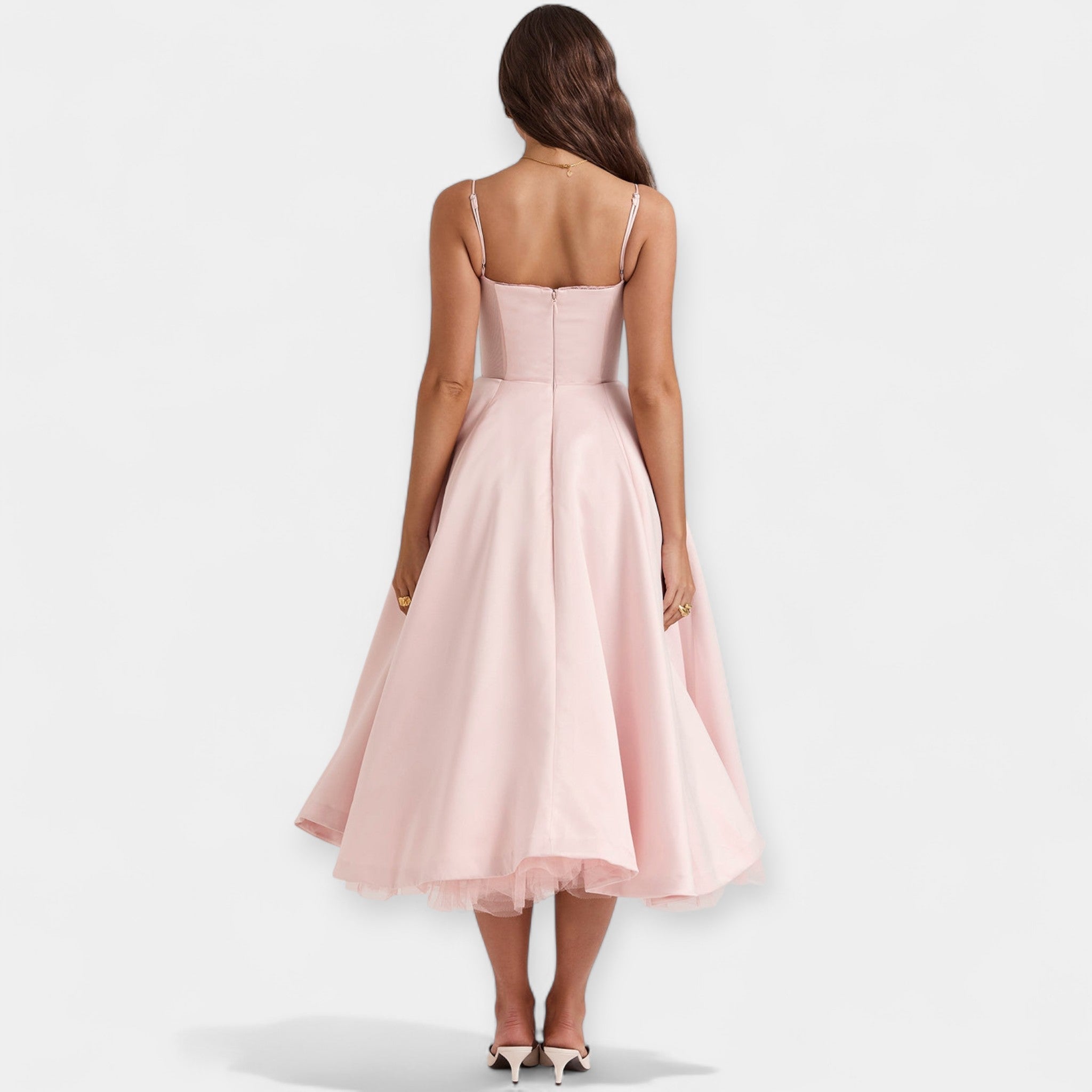 Rochie midi cu tul transparent