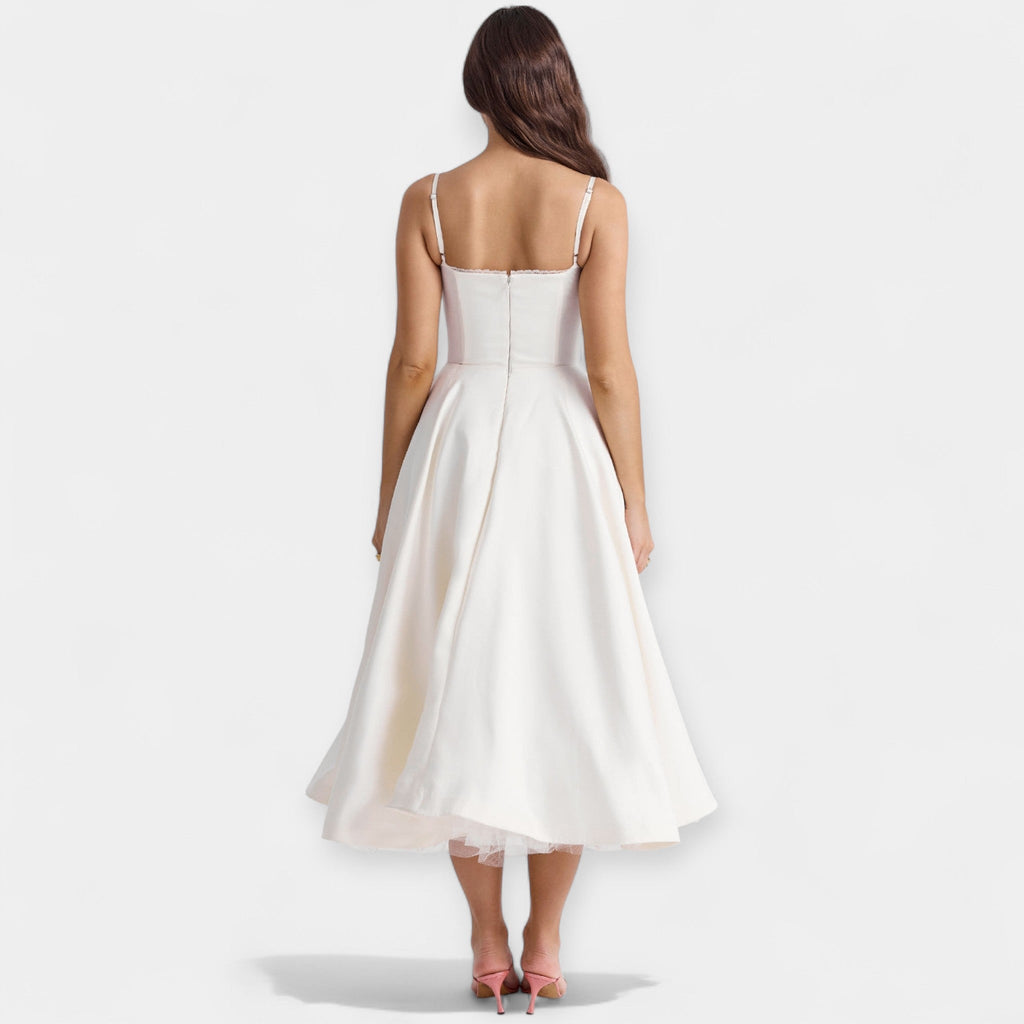 Rochie midi cu tul transparent