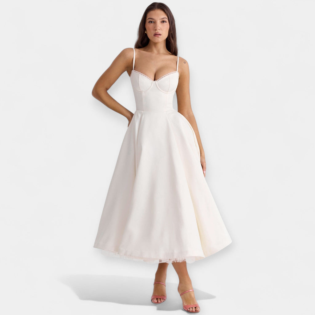 Rochie midi cu tul transparent
