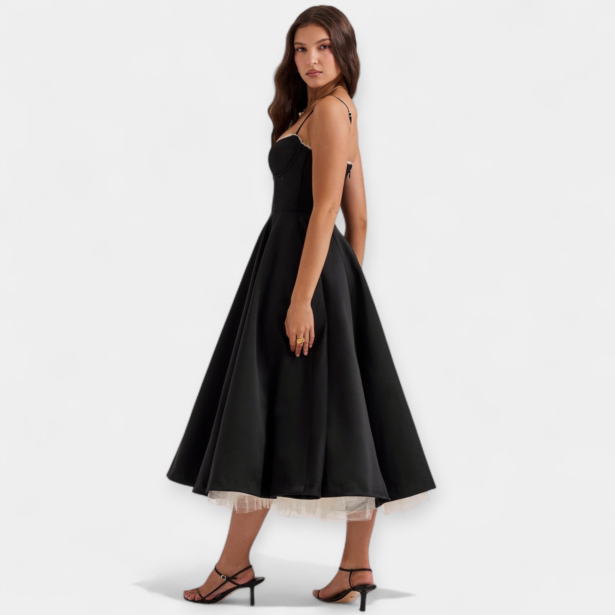Rochie midi cu tul transparent
