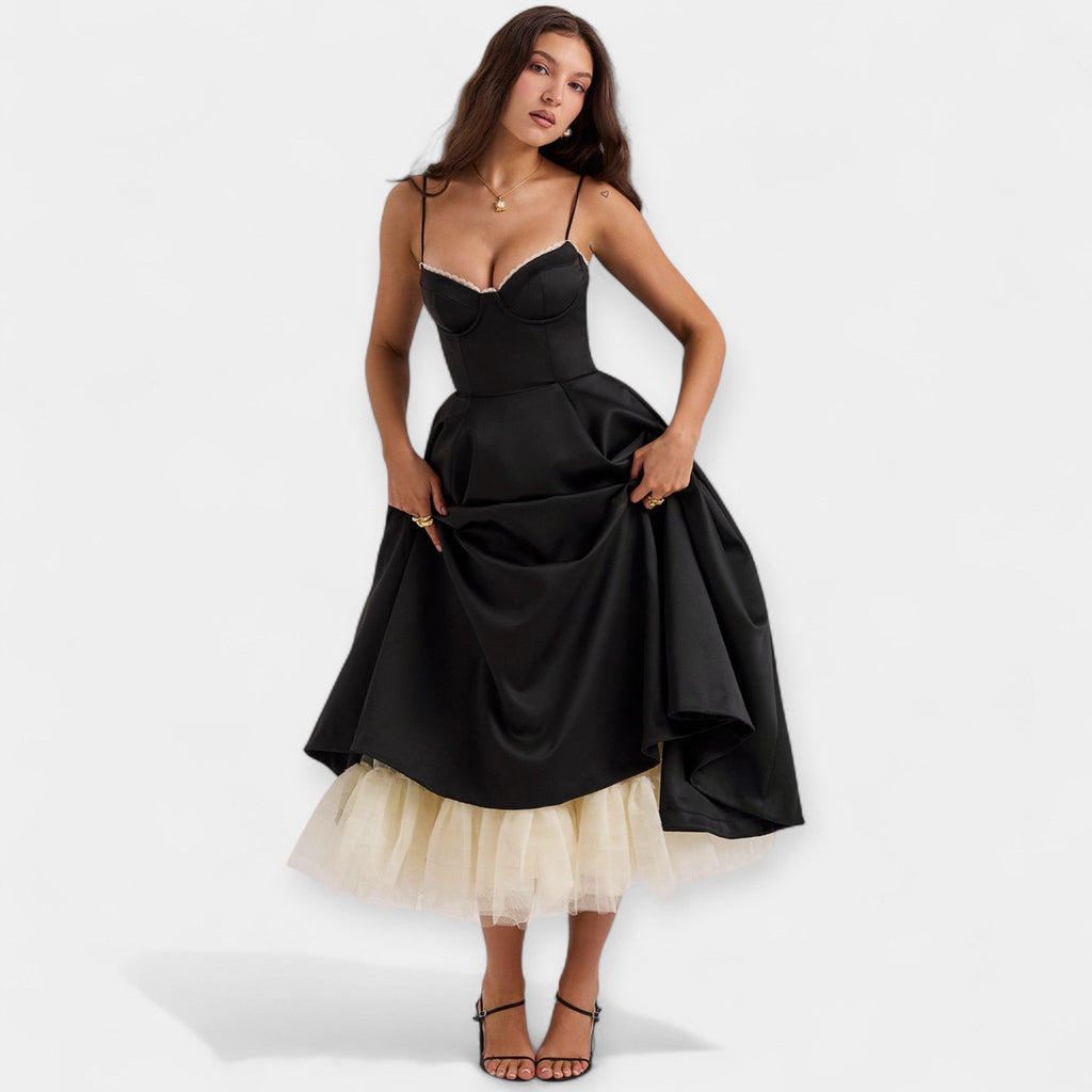 Rochie midi cu tul transparent