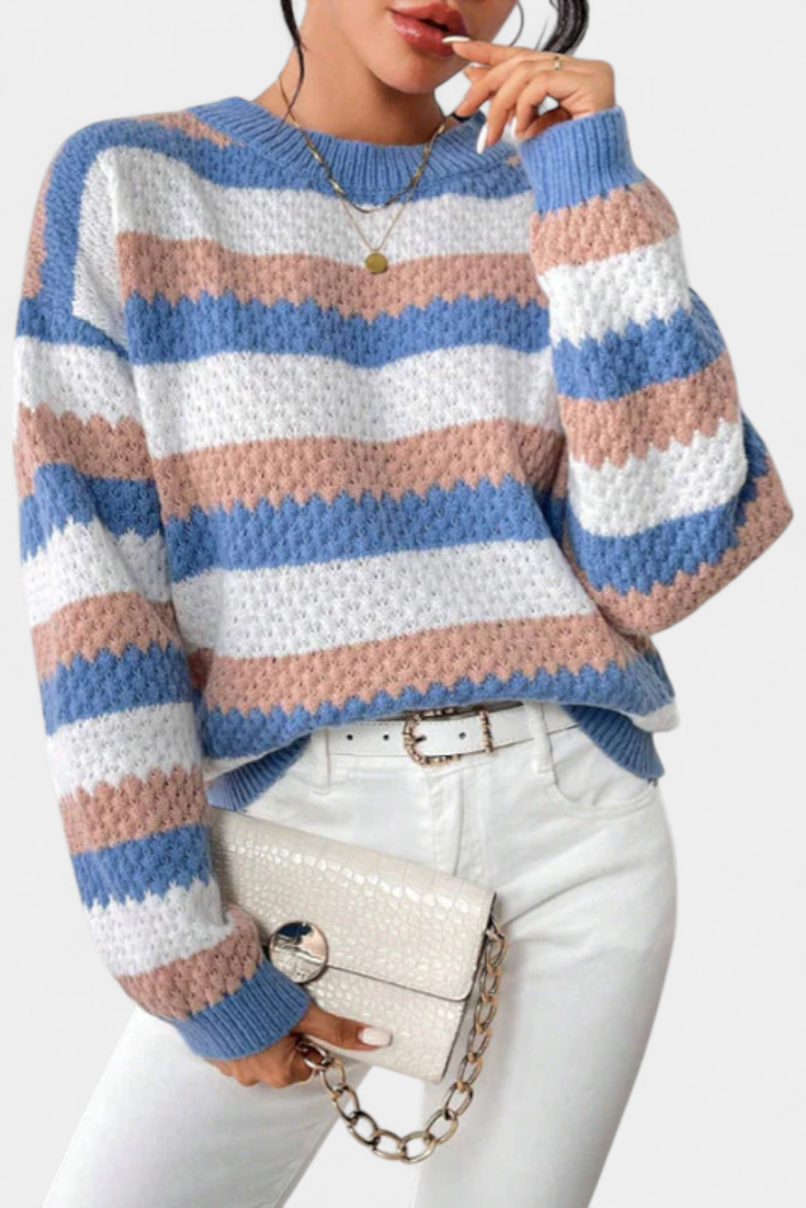 Kristen™ | Striped Oversized Round Neck Sweater