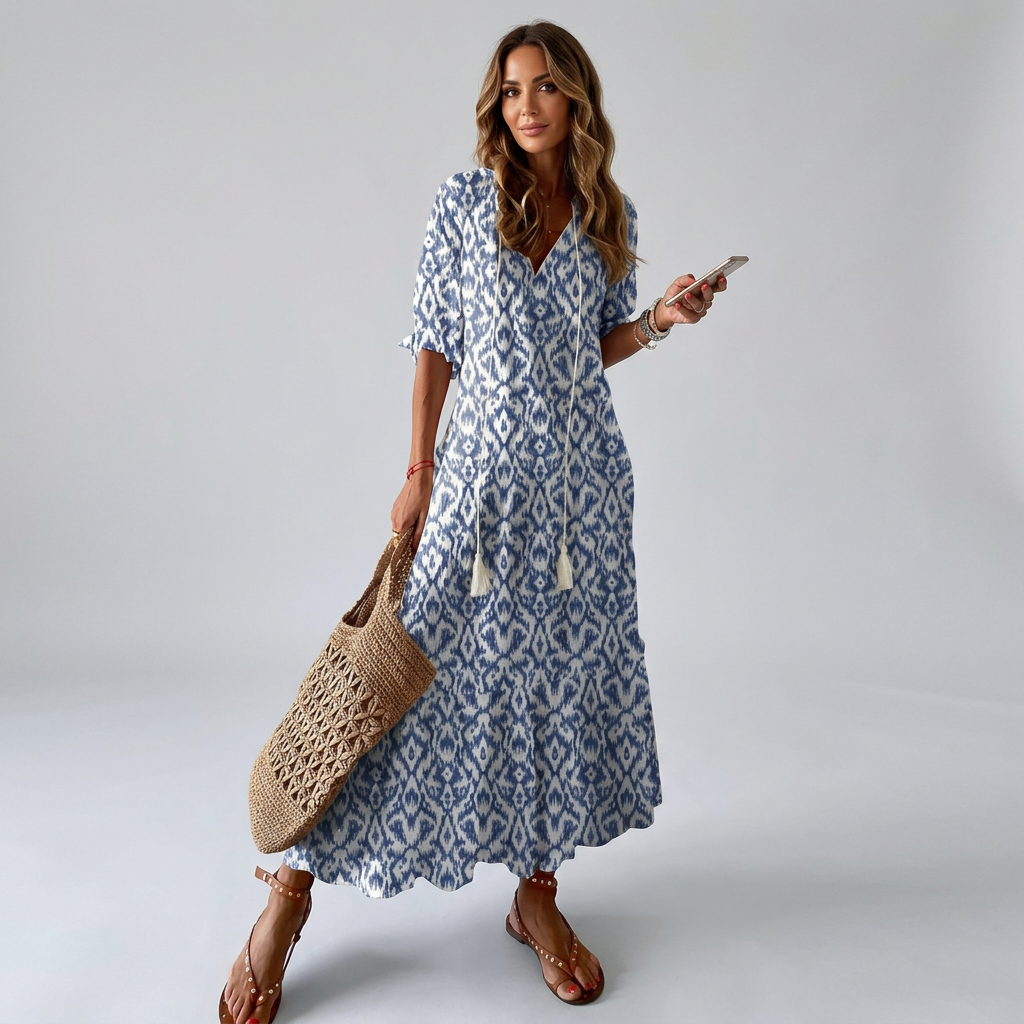 Bianca | Rochie de vară boemă vintage cu decolteu în V