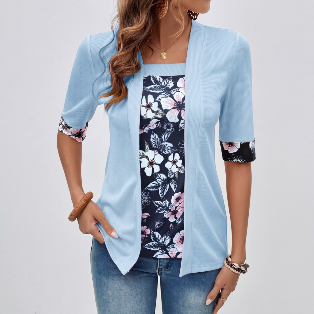 Cardigan Floral Stratificat – Top Tip Sacou Elegant 2 în 1