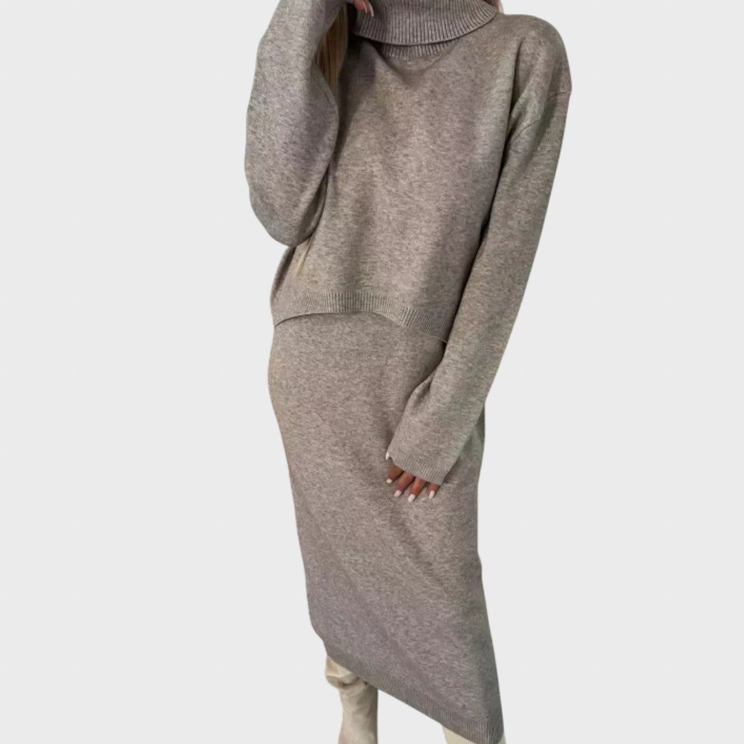 Teofilė | Rochie cu guler înalt asortat 