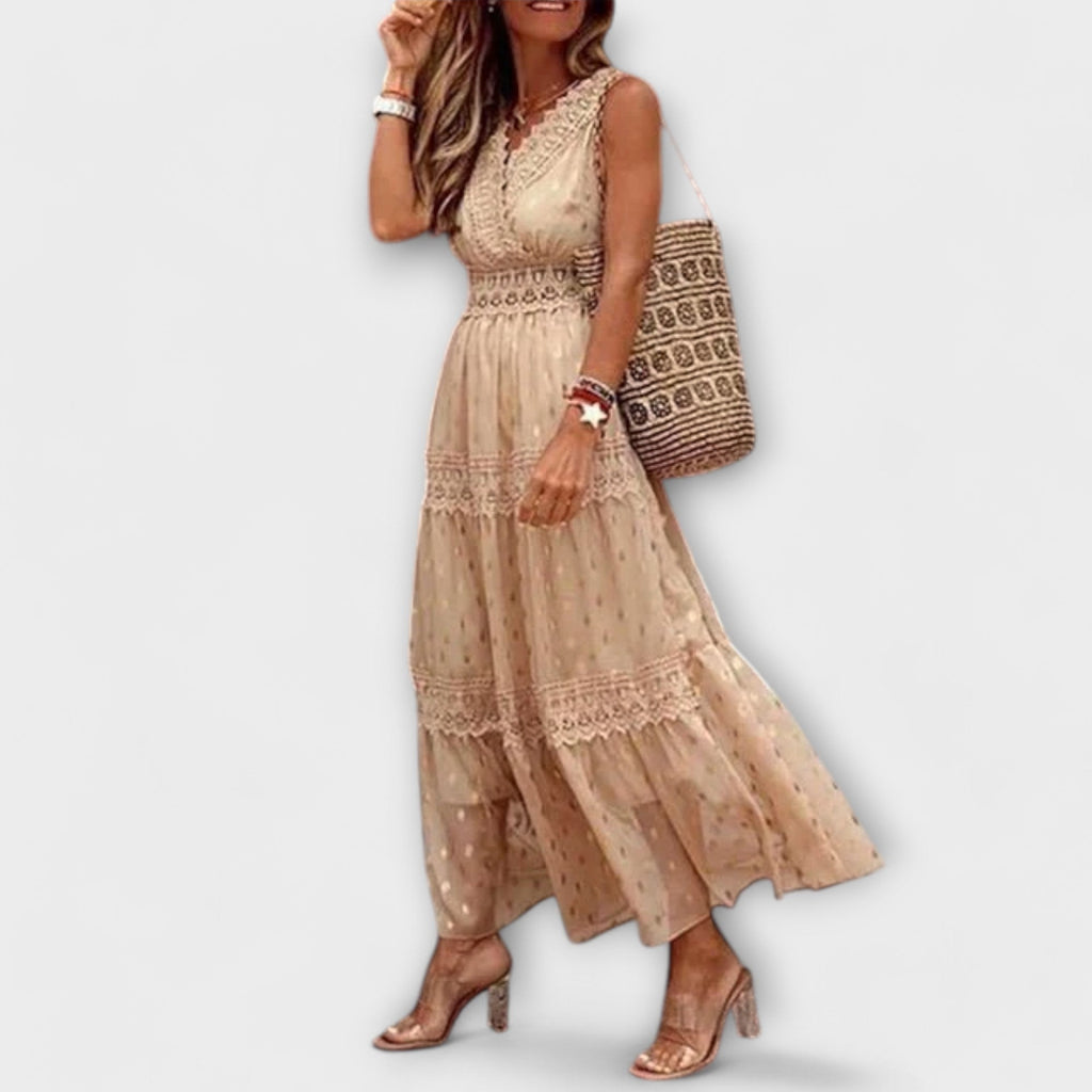 Lola - Rochie maxi cu dantelă boho 