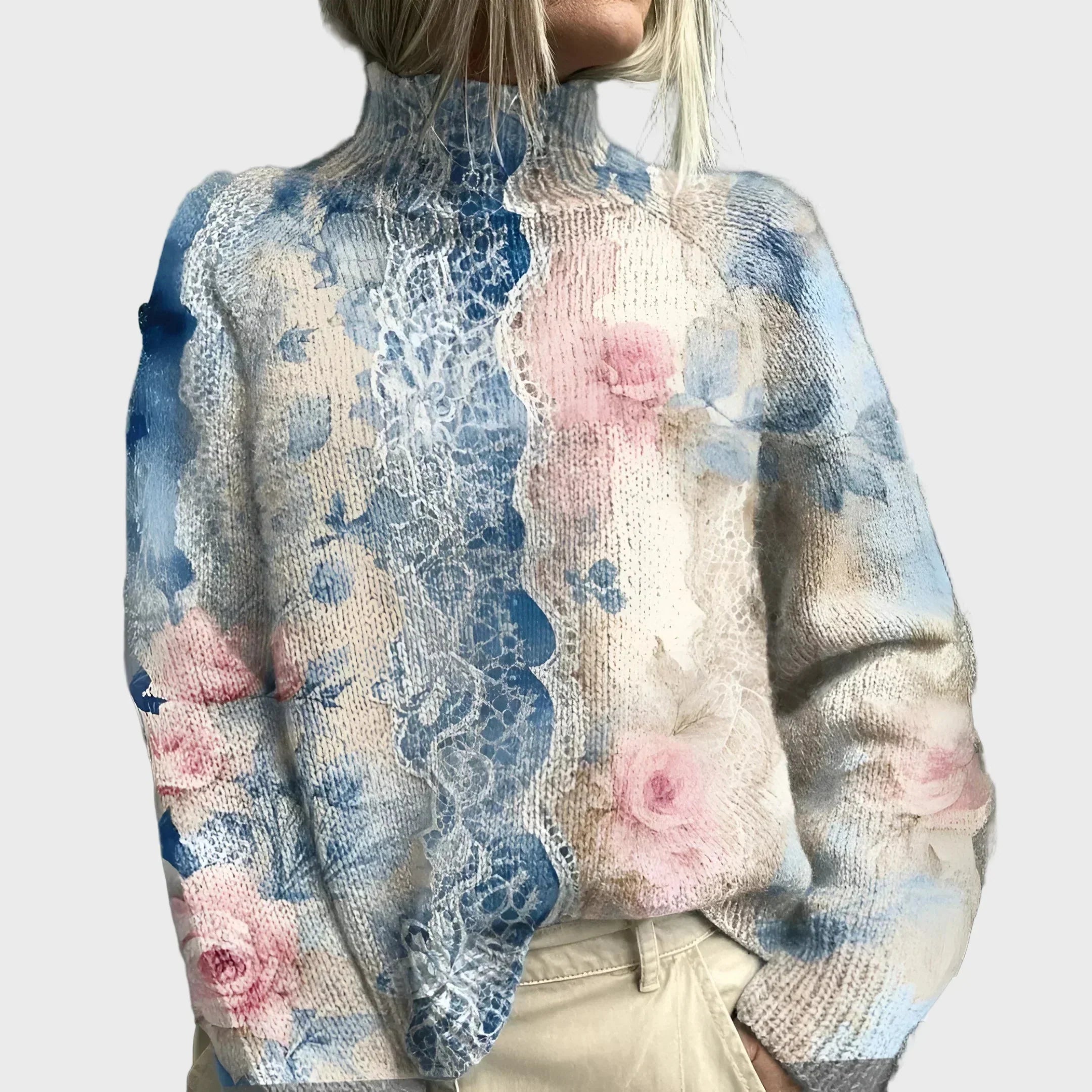 Pulover cu un model floral elegant