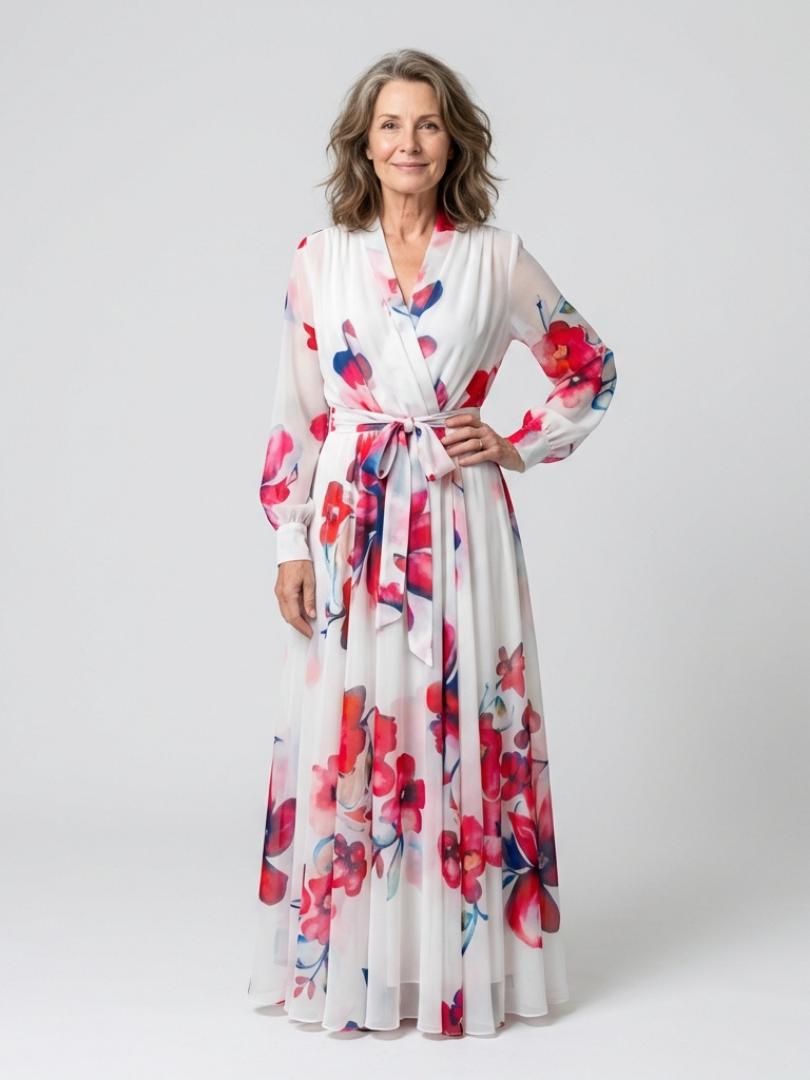 Lillian | Rochie Maxi Floral cu Mâneci Lungi