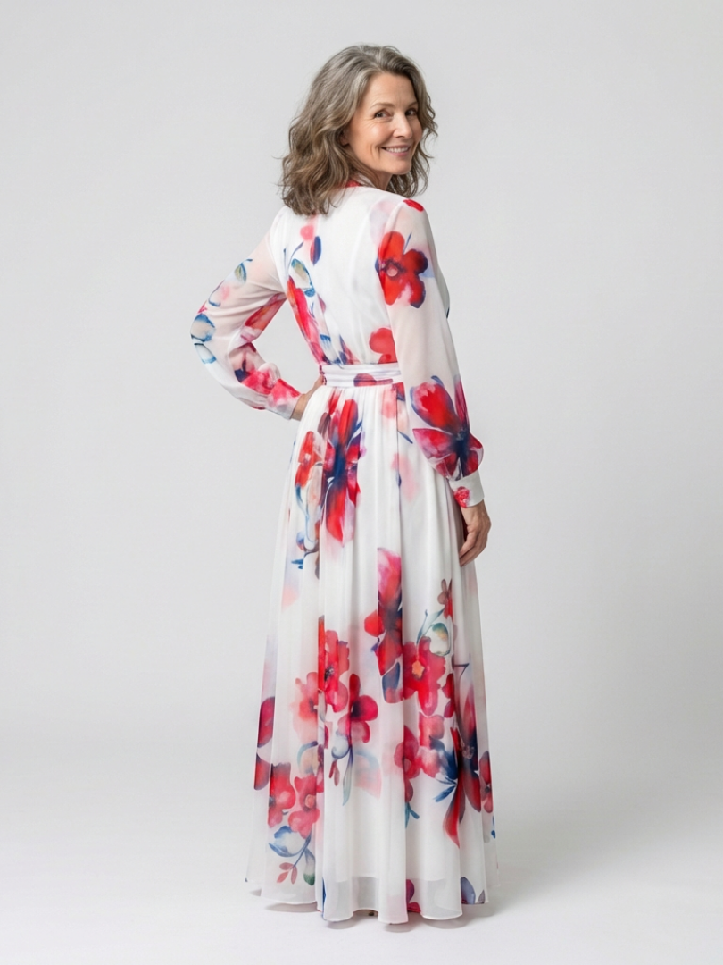 Lillian | Rochie Maxi Floral cu Mâneci Lungi
