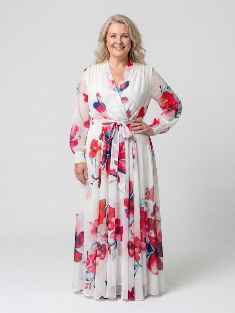 Lillian | Rochie Maxi Floral cu Mâneci Lungi