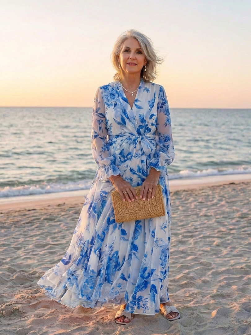 Lillian | Rochie Maxi Floral cu Mâneci Lungi