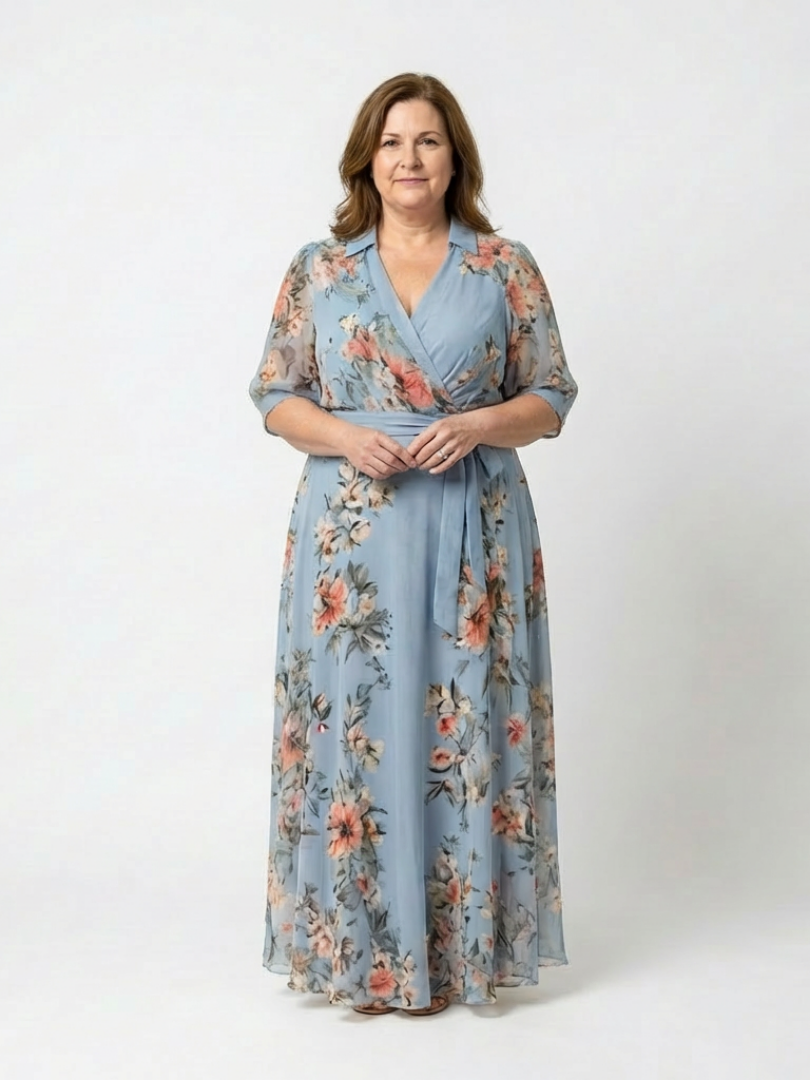 Elowen | Rochie Maxi cu Imprimeu Floral și Decolteu în V