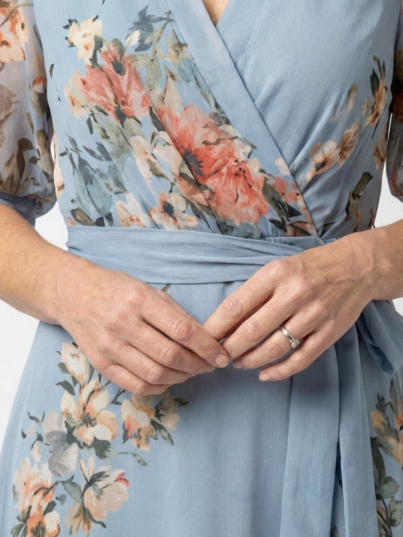 Elowen | Rochie Maxi cu Imprimeu Floral și Decolteu în V