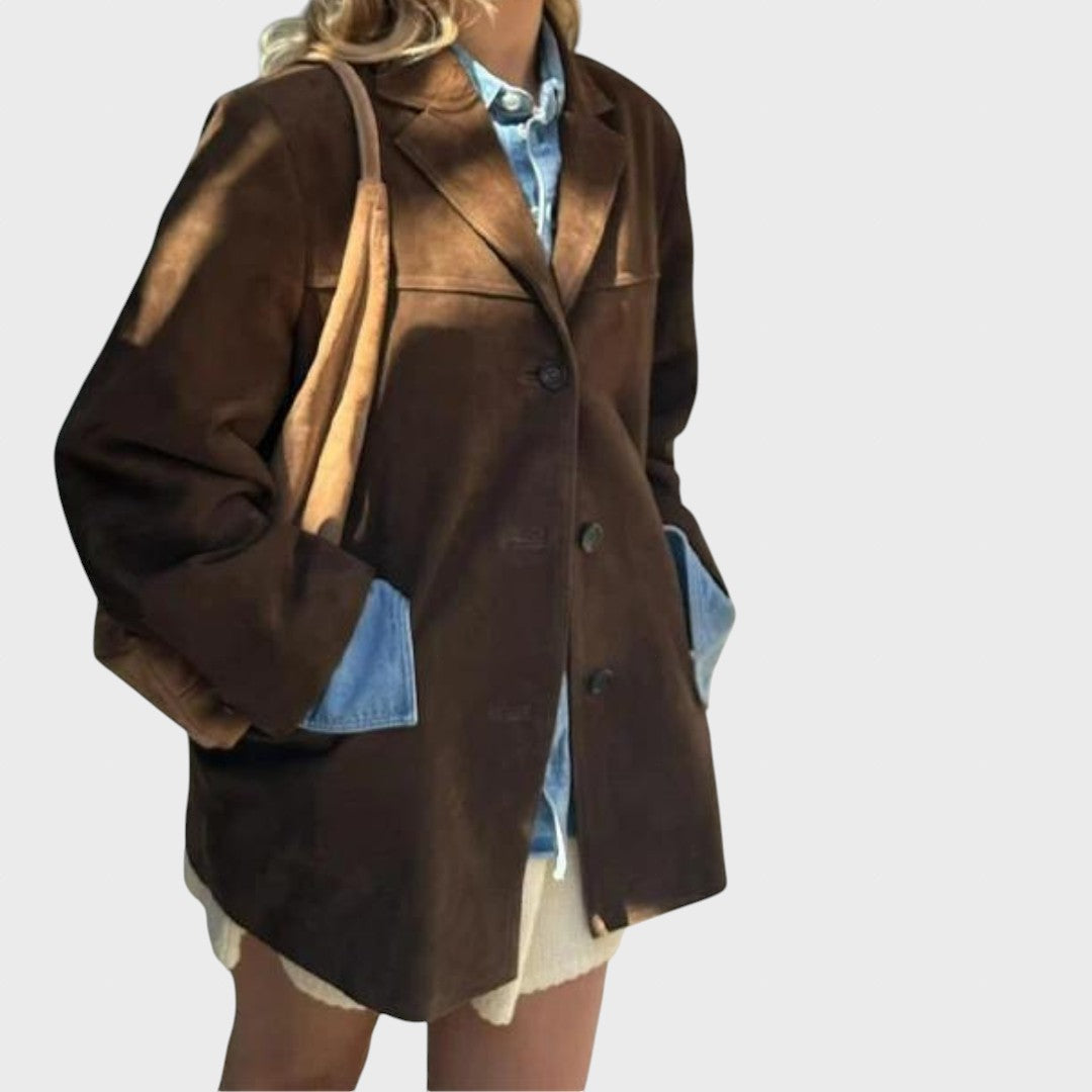 Dana | Oversized autumn suede jacket with a simple closure